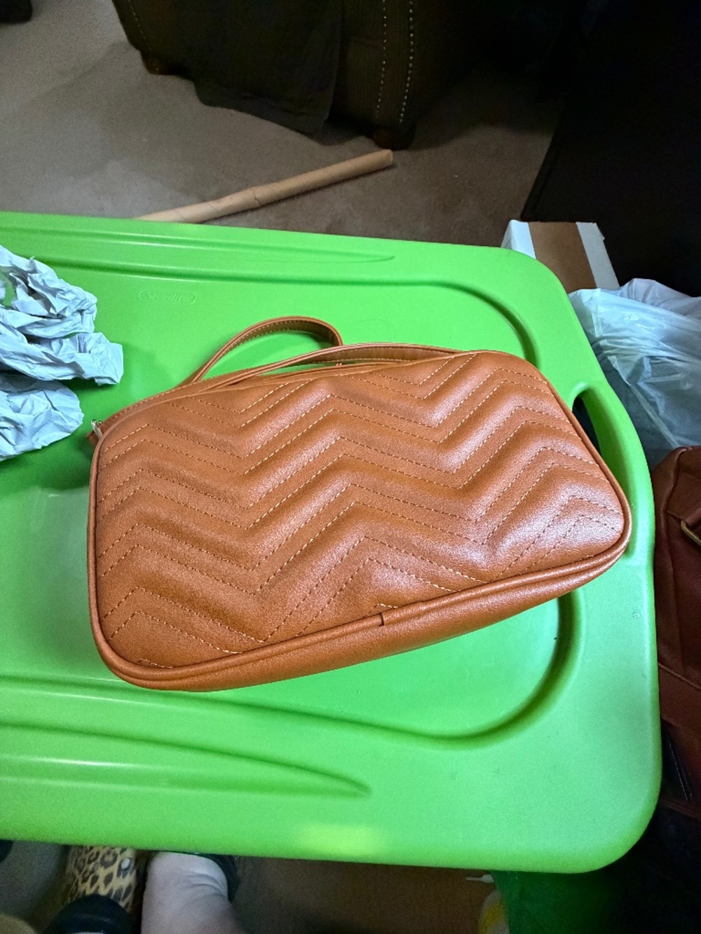 Faux leather crossbody bag, can be used as a simplistic carry or accessories bag